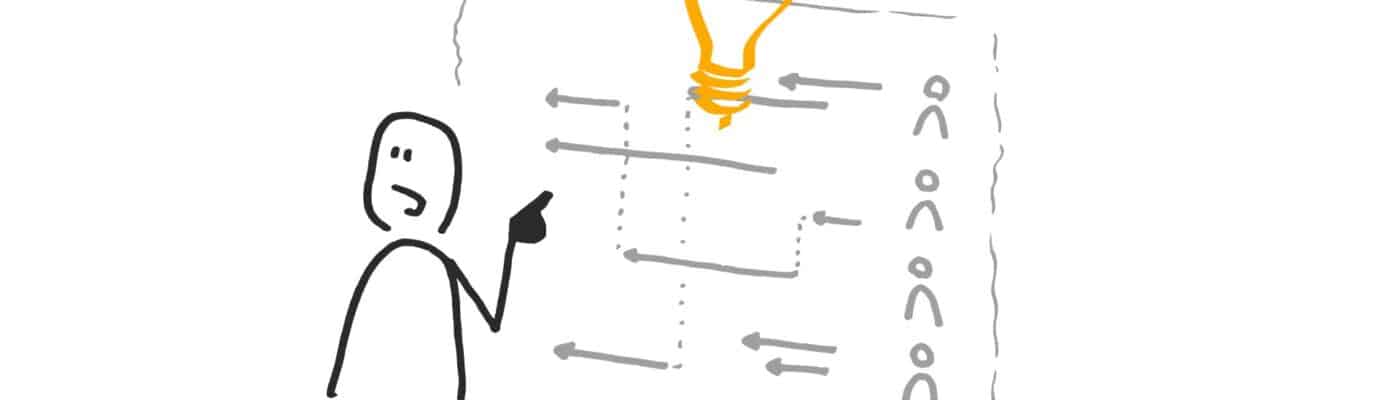 Image of stick person with a light bulb